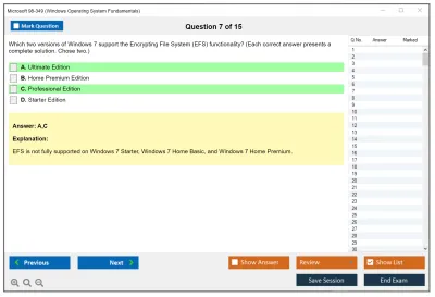 Microsoft 98-349 Windows Operating System Fundamentals Practice test exam simulator test engine exam Prep practice test questions answers Image 7