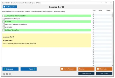 Cisco 500-651 Security Architecture for Systems Engineer (SASE) Practice test exam simulator test engine exam Prep practice test questions answers Image 3