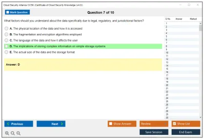 Cloud Security Alliance CCSK Certificate of Cloud Security Knowledge (v5.0) Practice test exam simulator test engine exam Prep practice test questions answers Image 7