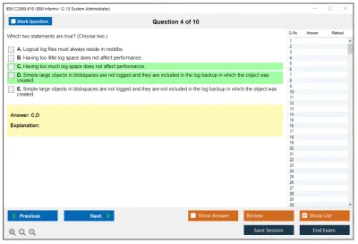 IBM C2090-619 IBM Informix 12.10 System Administrator Practice test exam simulator test engine exam Prep practice test questions answers Image 4