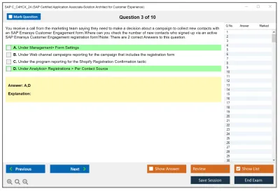 SAP C_C4HCX_24 SAP Certified Associate - Solution Architect - SAP Customer Experience Practice test exam simulator test engine exam Prep practice test questions answers Image 3