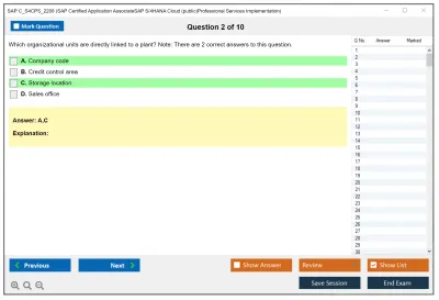 SAP C_S4CPS_2208 SAP Certified Application AssociateSAP S/4HANA Cloud (public)Professional Services Implementation Practice test exam simulator test engine exam Prep practice test questions answers Image 2