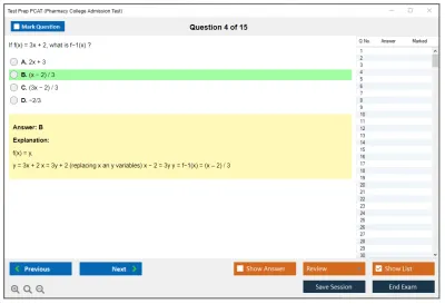 Test Prep PCAT Pharmacy College Admission Test Practice test exam simulator test engine exam Prep practice test questions answers Image 4