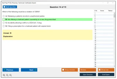Test Prep PTCB Pharmacy Technician Certification Board Practice test exam simulator test engine exam Prep practice test questions answers Image 14