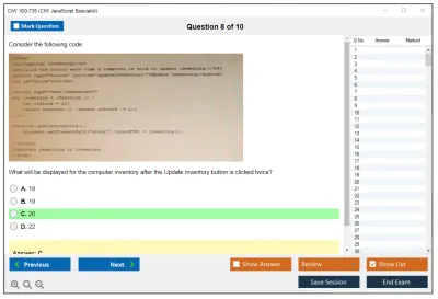 CIW 1D0-735 CIW JavaScript Specialist Practice test exam simulator test engine exam Prep practice test questions answers Image 8