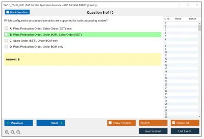 SAP C_TS411_2021 SAP Certified Application Associate - SAP S/4HANA R&D Engineering Practice test exam simulator test engine exam Prep practice test questions answers Image 8