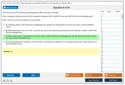 SAP C_S4CSV_2302 SAP Certified Application AssociateSAP S/4HANA Cloud (public)Service Implementation Practice test exam simulator test engine exam Prep practice test questions answers Image 8
