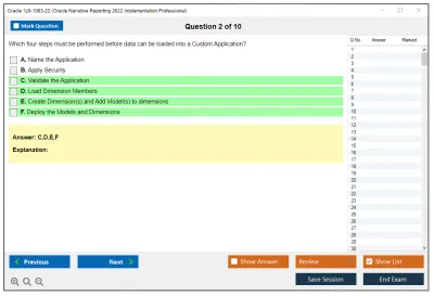 Oracle 1z0-1083-22 Oracle Narrative Reporting 2022 Implementation Professional Practice test exam simulator test engine exam Prep practice test questions answers Image 2