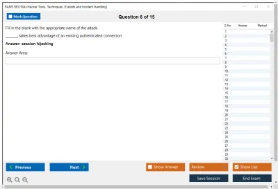 SANS SEC504 Hacker Tools, Techniques, Exploits and Incident Handling Practice test exam simulator test engine exam Prep practice test questions answers Image 6