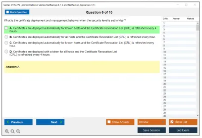 Veritas VCS-279 Administration of Veritas NetBackup 8.1.2 and NetBackup Appliances 3.1.2 Practice test exam simulator test engine exam Prep practice test questions answers Image 6