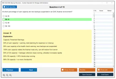 EMC E20-598 Backup Recovery - Avamar Specialist Exam for Storage Administrators Practice test exam simulator test engine exam Prep practice test questions answers Image 4