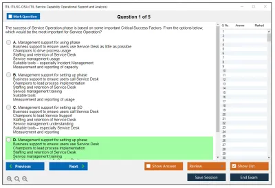 ITIL ITILSC-OSA ITIL Service Capability Operational Support and Analysis Practice test exam simulator test engine exam Prep practice test questions answers Image 1