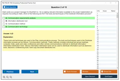 PMI PMI-SP PMI Scheduling Professional Practice test exam simulator test engine exam Prep practice test questions answers Image 2