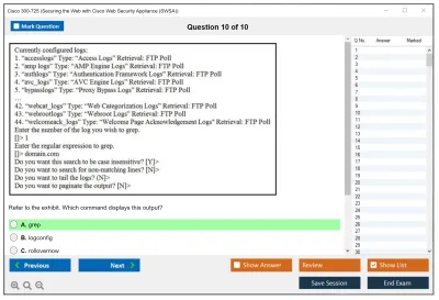 Cisco 300-725 Securing the Web with Cisco Web Security Appliance (300-725 SWSA) Practice test exam simulator test engine exam Prep practice test questions answers Image 10
