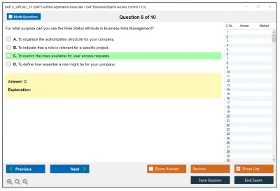 SAP C_GRCAC_10 SAP Certified Application Associate - SAP BusinessObjects Access Control 10.0 Practice test exam simulator test engine exam Prep practice test questions answers Image 6
