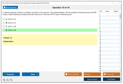 Cisco 300-430 Implementing Cisco Enterprise Wireless Networks (300-430 ENWLSI) Practice test exam simulator test engine exam Prep practice test questions answers Image 10