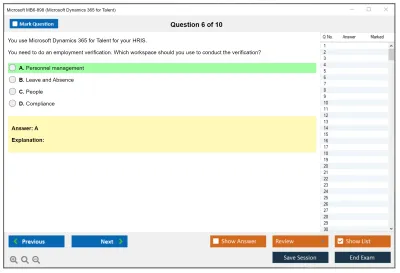 Microsoft MB6-898 Microsoft Dynamics 365 for Talent Practice test exam simulator test engine exam Prep practice test questions answers Image 6