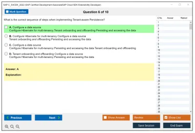 SAP C_S4CDK_2022 SAP Certified Development AssociateSAP Cloud SDK Extensibility Developer Practice test exam simulator test engine exam Prep practice test questions answers Image 6