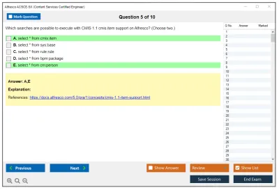 Alfresco ACSCE-5X Alfresco Content Services Certified Engineer Practice test exam simulator test engine exam Prep practice test questions answers Image 5