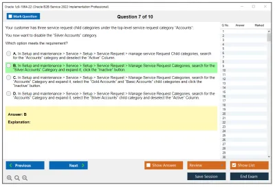 Oracle 1z0-1064-22 Oracle B2B Service 2022 Implementation Professional Practice test exam simulator test engine exam Prep practice test questions answers Image 7