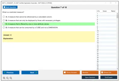 SAP C_HANAIMP_18 SAP Certified Application Associate - SAP HANA 2.0 SPS06 Practice test exam simulator test engine exam Prep practice test questions answers Image 7