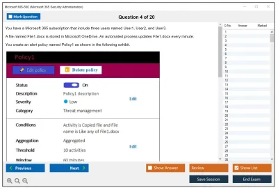 Microsoft MS-500 Microsoft 365 Security Administration Practice test exam simulator test engine exam Prep practice test questions answers Image 4