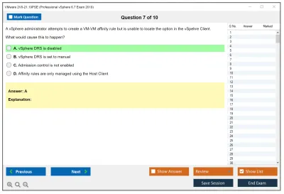 VMware 2V0-21.19PSE Professional vSphere 6.7 Exam 2019 Practice test exam simulator test engine exam Prep practice test questions answers Image 7