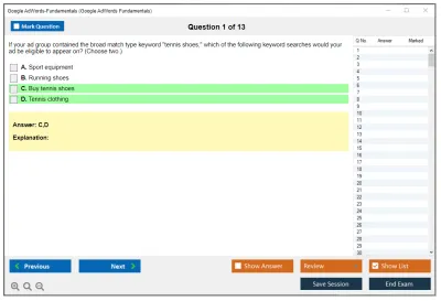 Google AdWords-Fundamentals Google AdWords Fundamentals Practice test exam simulator test engine exam Prep practice test questions answers Image 1