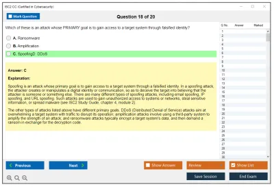 ISC2 CC Certified in Cybersecurity Practice test exam simulator test engine exam Prep practice test questions answers Image 18