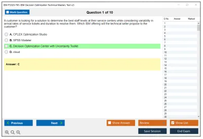 IBM P2020-795 IBM Decision Optimization Technical Mastery Test v2 Practice test exam simulator test engine exam Prep practice test questions answers Image 1