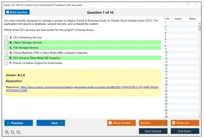 Oracle 1z0-1085-20 Oracle Cloud Infrastructure Foundations 2020 Associate Practice test exam simulator test engine exam Prep practice test questions answers Image 1