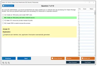 Oracle 1z0-1104-22 Oracle Cloud Infrastructure 2022 Security Professional Practice test exam simulator test engine exam Prep practice test questions answers Image 7