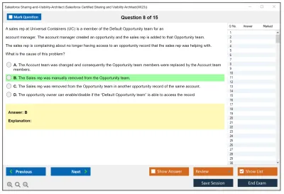 Salesforce Sharing-and-Visibility-Architect Salesforce Certified Sharing and Visibility Architect Practice test exam simulator test engine exam Prep practice test questions answers Image 8