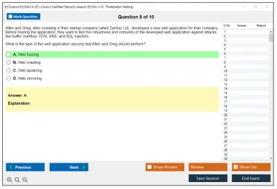 ECCouncil ECSAv10 EC-Council Certified Security Analyst (ECSA) v10 : Penetration Testing Practice test exam simulator test engine exam Prep practice test questions answers Image 8
