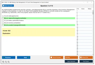 IBM C1000-133 IBM Sterling Order Management v10.0 and Order Management on Cloud Architect Practice test exam simulator test engine exam Prep practice test questions answers Image 3