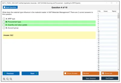 SAP C_TS450_1909 SAP Certified Application Associate - SAP S/4HANA Sourcing and Procurement - Upskilling for ERP Experts Practice test exam simulator test engine exam Prep practice test questions answers Image 4
