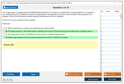 SAP C_TERP10_67 SAP Certified Application Associate - Business Process Integration with SAP ERP 6.0 EhP7 Practice test exam simulator test engine exam Prep practice test questions answers Image 3