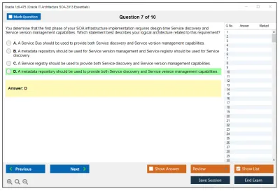 Oracle 1z0-475 Oracle IT Architecture SOA 2013 Essentials Practice test exam simulator test engine exam Prep practice test questions answers Image 7