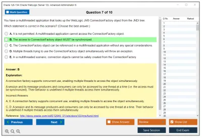 Oracle 1z0-134 Oracle WebLogic Server 12c: Advanced Administrator II Practice test exam simulator test engine exam Prep practice test questions answers Image 7