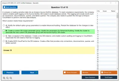 Amazon AWS DBS-C01 AWS Certified Database - Specialty Practice test exam simulator test engine exam Prep practice test questions answers Image 13