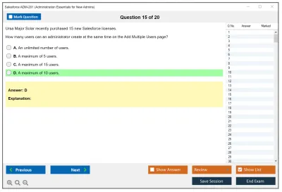Salesforce ADM-201 Salesforce Certified Administrator Practice test exam simulator test engine exam Prep practice test questions answers Image 15