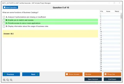 SAP C_ACTIVATE12 SAP Certified Associate - SAP Activate Project Manager Practice test exam simulator test engine exam Prep practice test questions answers Image 5