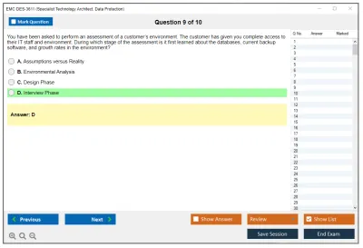 EMC DES-3611 Specialist Technology Architect, Data Protection Practice test exam simulator test engine exam Prep practice test questions answers Image 9