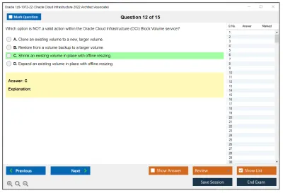 Oracle 1z0-1072-22 Oracle Cloud Infrastructure 2022 Architect Associate Practice test exam simulator test engine exam Prep practice test questions answers Image 12