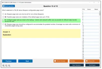 IBM C2090-619 IBM Informix 12.10 System Administrator Practice test exam simulator test engine exam Prep practice test questions answers Image 10