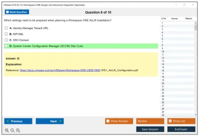 VMware 5V0-62.19 Workspace ONE Design and Advanced Integration Specialist Practice test exam simulator test engine exam Prep practice test questions answers Image 6