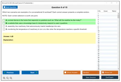 Microsoft AI-900 Microsoft Azure AI Fundamentals Practice test exam simulator test engine exam Prep practice test questions answers Image 8