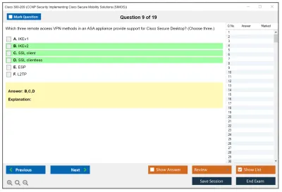 Cisco 300-209 CCNP Security Implementing Cisco Secure Mobility Solutions (SIMOS) Practice test exam simulator test engine exam Prep practice test questions answers Image 9