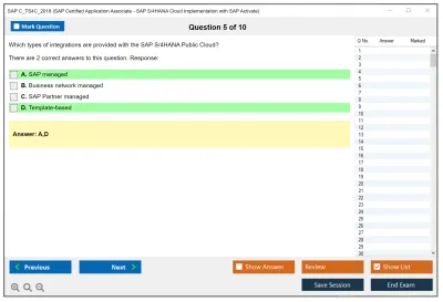 SAP C_TS4C_2018 SAP Certified Application Associate - SAP S/4HANA Cloud Implementation with SAP Activate Practice test exam simulator test engine exam Prep practice test questions answers Image 5