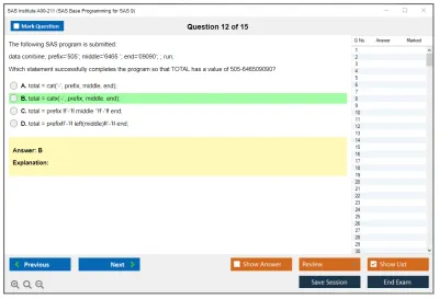 SAS Institute A00-211 SAS Base Programming for SAS 9 Practice test exam simulator test engine exam Prep practice test questions answers Image 12
